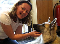 Sue Dougan with Khara the guide dog puppy