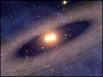 Representação de uma estrela binária. Imagem: Nasa JPL/Caltech