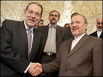 منوچهر متکی وزير خارجه ايران و سولانا