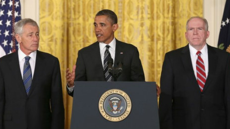 奥巴马同哈格尔及约翰·布瑞南