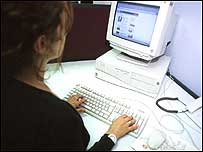 woman using internet