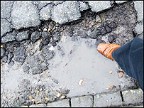 Pothole in Hills Road, Cambridge