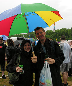 Wireless Festival-goers in the rain