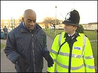 Tony Morris and a trainee police officer at Sandford 