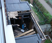 Damage to the roof of The Clarksons