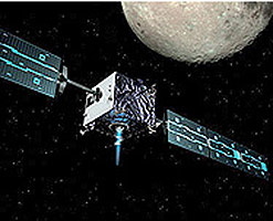 Artist's impression of ESA's SMART-1 mission at the Moon. [Credit: ESA]
