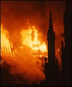 York Minster on fire