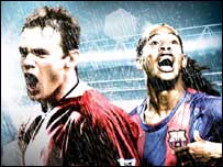 Wayne Rooney e Ronaldinho, no site do  EA Sports FIFA 06