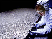 Funcionário da Nasa inspeciona o instrumento BAT