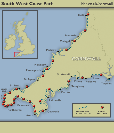 South West Cast Path Walk map