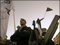 Manifestantes muçulmanos na Dinamarca