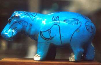 Hippo in blue Egyptian faience