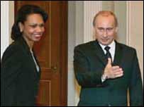 कोंडोलीज़ा राइस और व्लादिमीर पुतिन