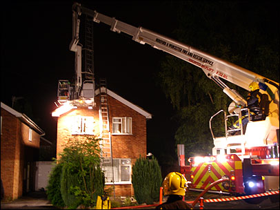 Fire engine Snorkel at night