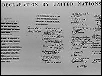 संयुक्त राष्ट्र वेबसाइट से घोषणा पत्र की तस्वीर