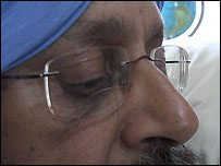 Indian Sikh man's eyes looking down