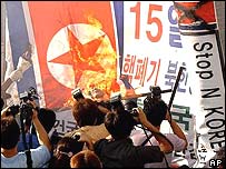 Manifestações contra a Coréia do Norte em Seul