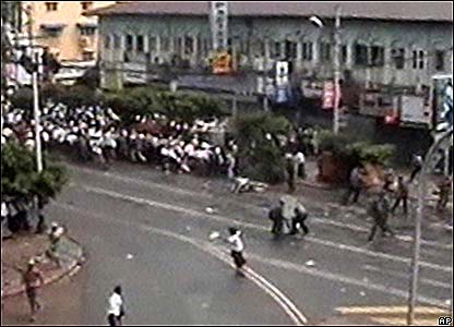 Still from film footage of the incident