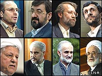 از ميان هشت نامزد انتخابات رياست جمهوری، شش نامزد از حمايت گروه های سياسی برخوردار و دو نامزد خارج از دايره احزاب قرار گرفته اند 