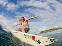 Tassy Swallow surfing