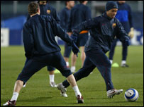 Ronaldinho Gaúcho em treino do Barcelona