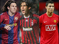 رونالدو، کاکا و مسی