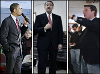 Từ trái: Obama, Huckabee, Edwards