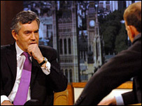 Gordon Brown durante entrevista à BBC