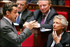 French Prime Minister Nicolas Sarkozy and Dominique de Villepin (right)
