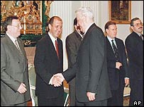 Boris Yeltsin e oligarcas russos