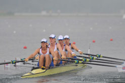 Britain's silver medal quadruple sculls team