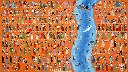 Detail from We come, we eat and we sleep (panel 1) (1991-2001)