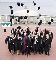 Sir Ben Kingsley and students at Scarborough Spa