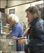 Eugene McCoy helps at  the People's Kitchen