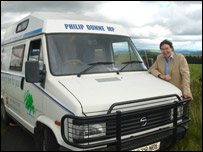 MP Philip Dunne with his mobile surgery near Clun