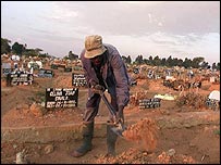 Túmulo de vítimas da Aids no Zimbábue