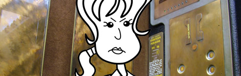 Alice in a lift at the hospital