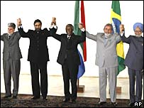 Ministros e chefes de Estado de África do Sul, Brasil e Índia (setembro de 2006)