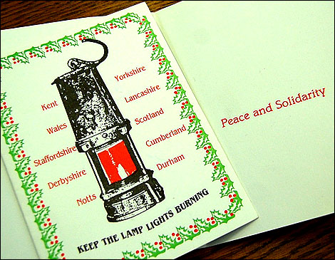 Christmas card produced in 1984 by Sheffield Women Against Pit Closures