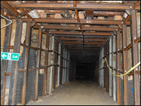 One of the tunnels in Combe Down Mines