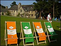 Penguin deckchairs at Ways With Words festival 