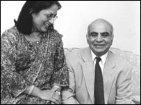 Ehsan-ul-Haq and  his wife
