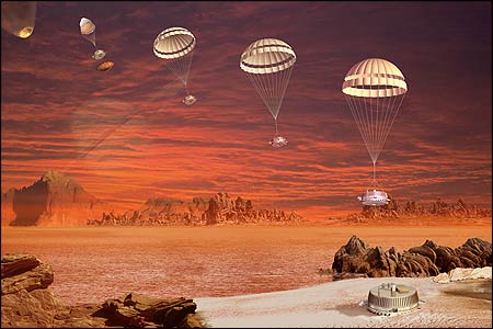 خلائی گاڑی کے چاند پر اترنے کا منظر