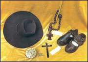  The hat and shoes worn by Mary Ward as she walked across Europe.  They can be seen in the Congregatio Jesu Convent in Altötting, Bavaria   