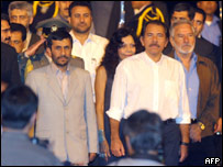 Os presidentes da Nicarágua, Daniel Ortega, e do Irã, Mahmoud Ahmadinejad
