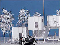 As casas foram projetadas para que até quatro pessoas participem de um jantar em seu interior