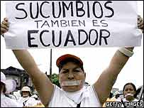 Manifestante no Equador