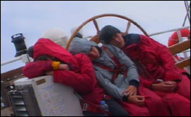 Crew in bad weather conditions