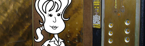 Alice in a lift in the hospital