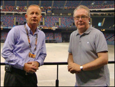 Security chief Benny Vanderklis (left) with Matthew in the Superdome